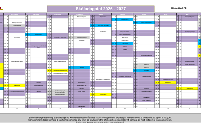 Skóladagatal Háaleitisskóla 2026–2027