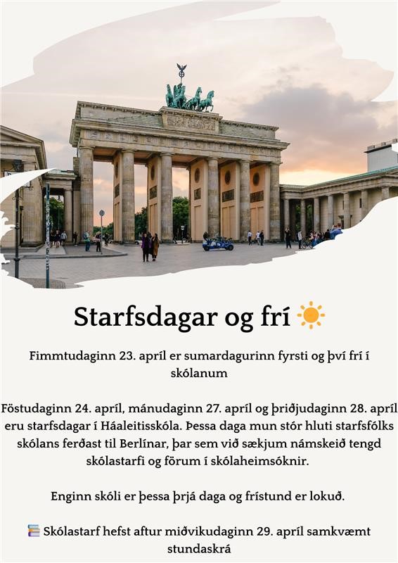 Starfsdagar og frí